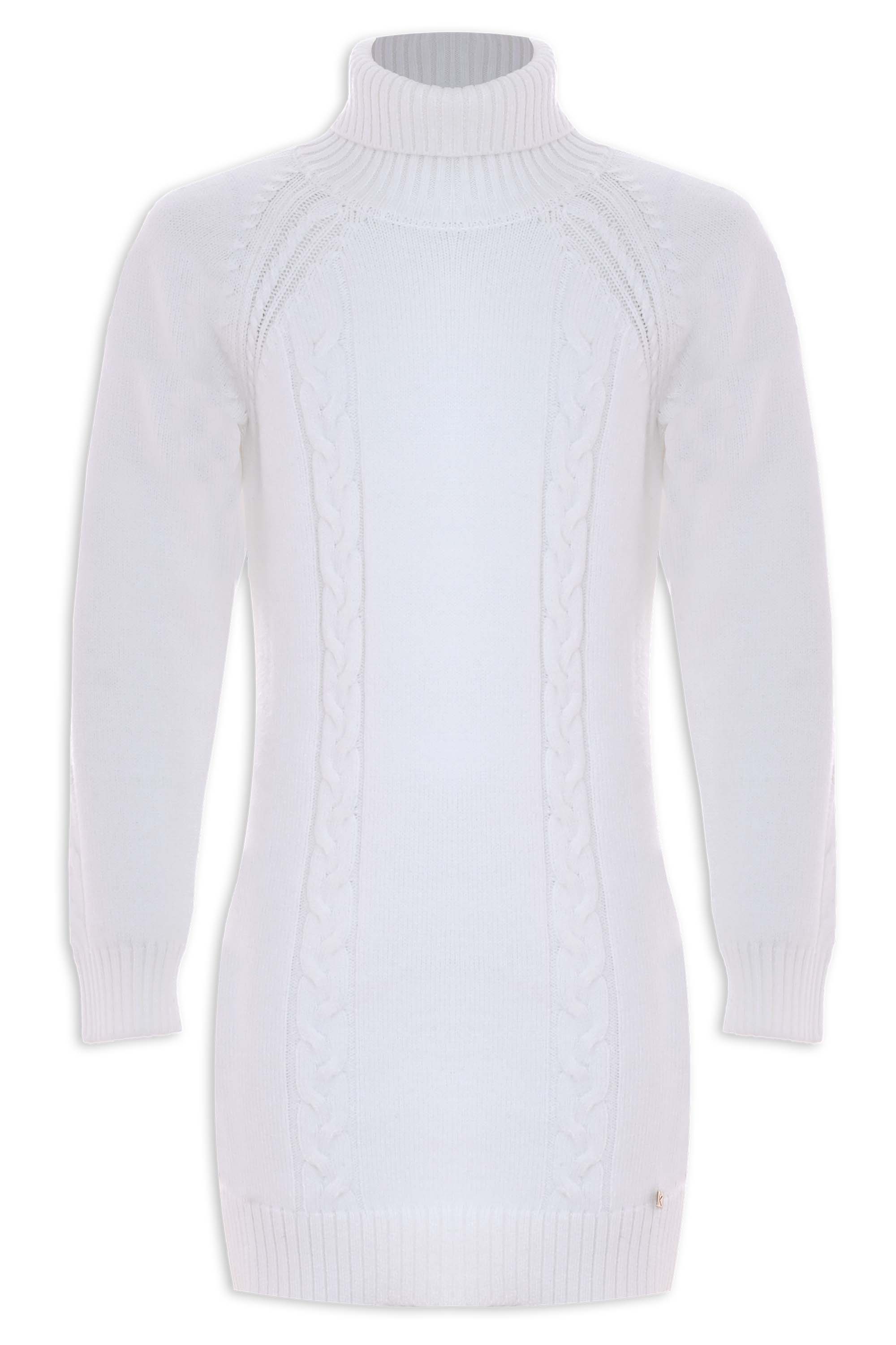 Maglioni Sales Maglioni Kocca White Cable Knit Jumper Dress ARIANE