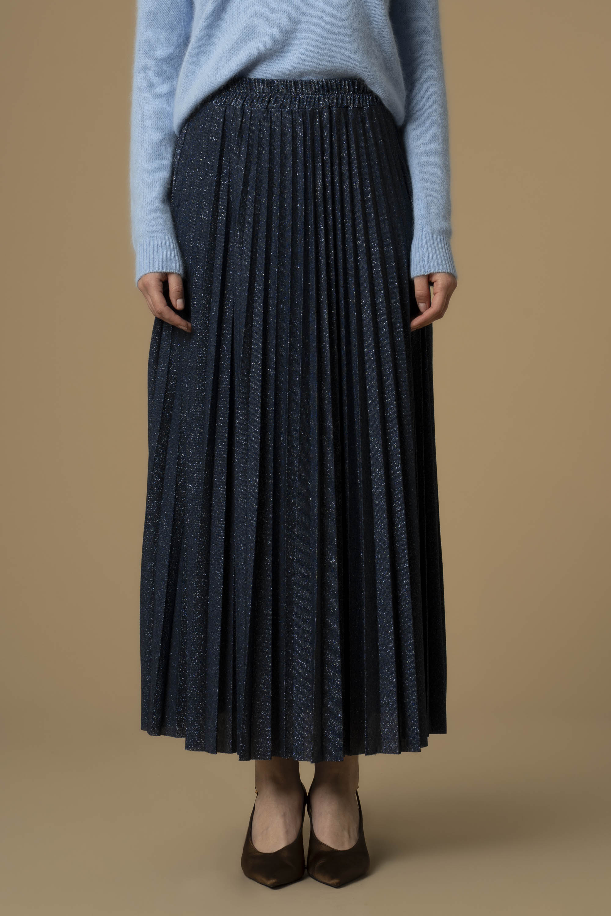 Relaxed versatile ankle length speckled pleated skirt - Skirt