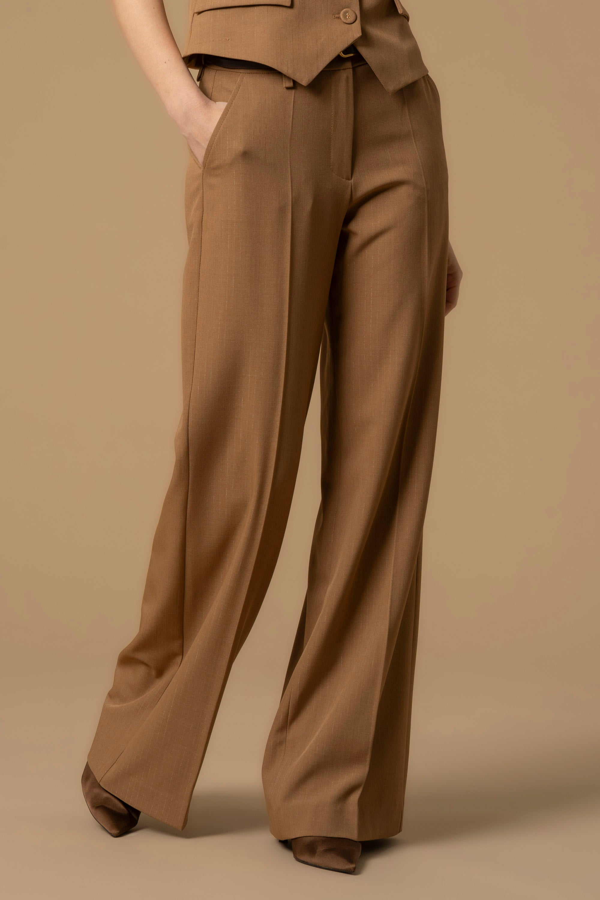 Pantalon Habillé Marron JM REED Vicuna - Taille L, Coupe Moderne, Fermeture Latérale, Neuf Avec étiquette