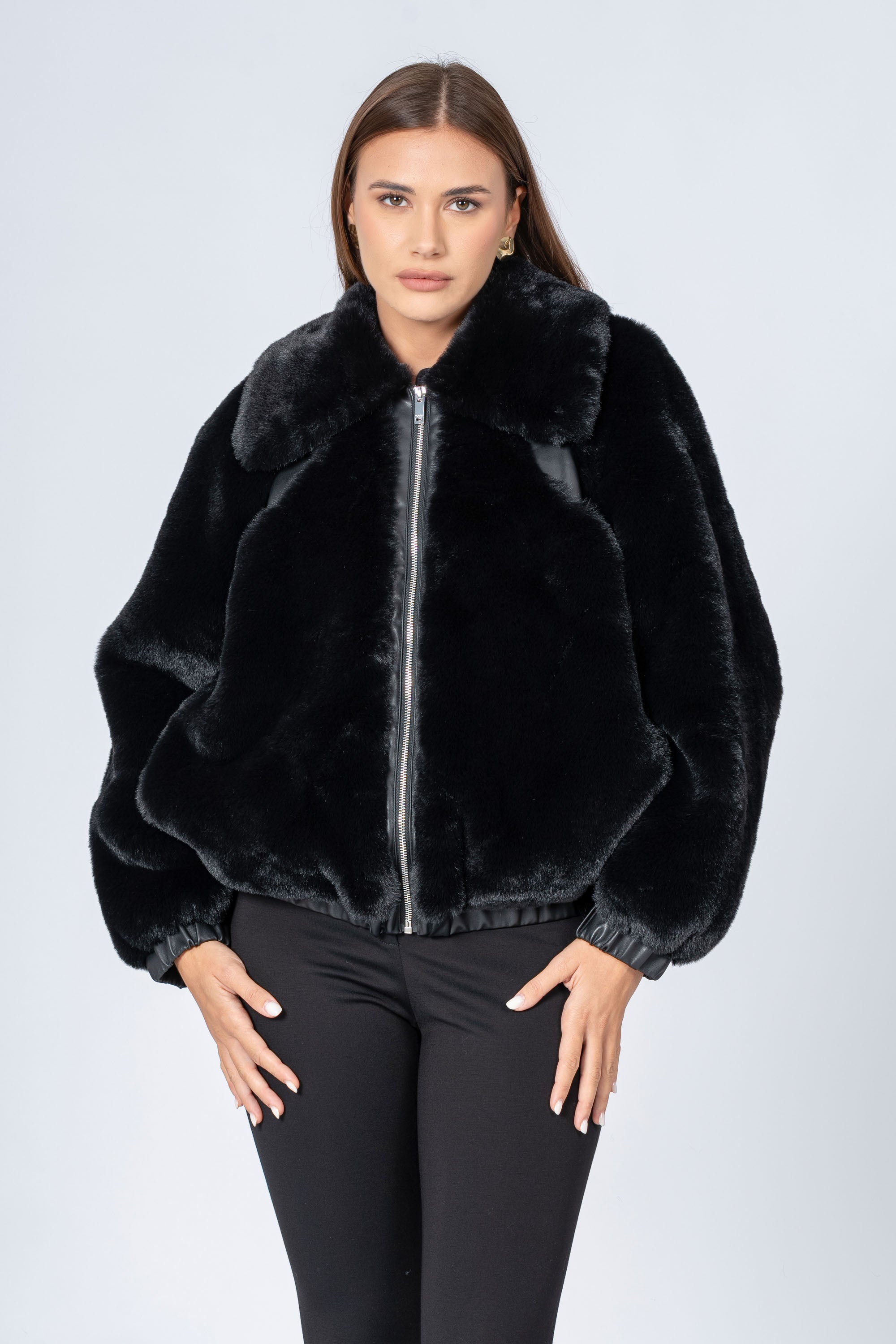 Elasticated faux fur short jacket - FLORIDAX FUR JACKET | Kocca
