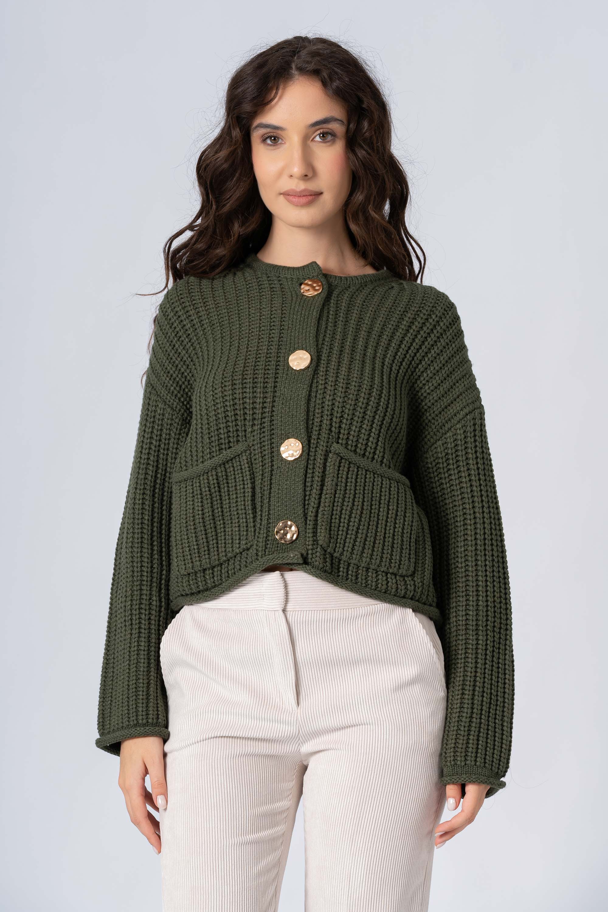 Baradello Cardigan Donna In Misto Filato Con Treccia E Tasche – Morbido E Casual - 4