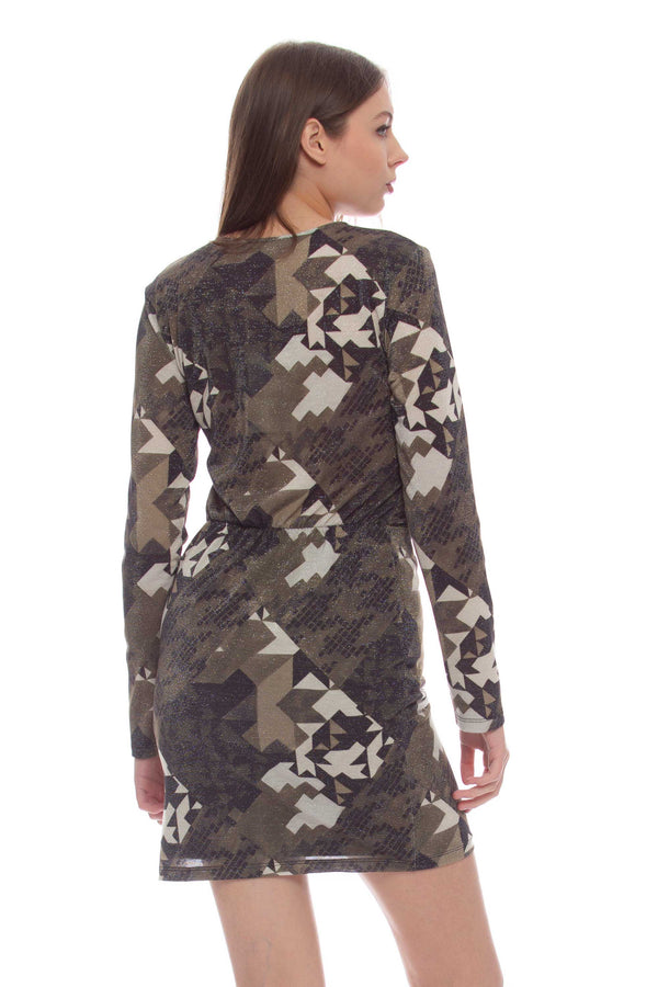 Short figure-hugging dress in camouflage pattern - Dress BETHUS