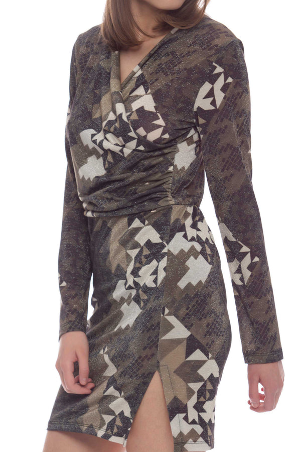 Short figure-hugging dress in camouflage pattern - Dress BETHUS
