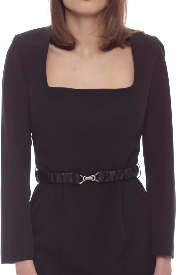 Belted dress with a square neckline - Dress FAENAY
