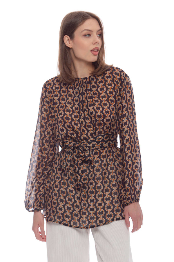 Patterned blouse with wide sleeves - Blouse BOFE
