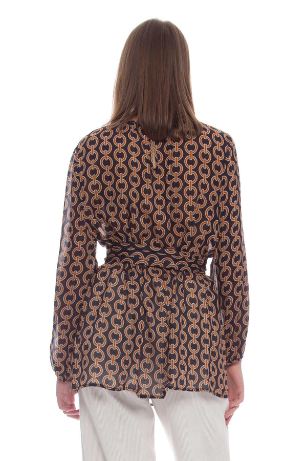 Patterned blouse with wide sleeves - Blouse BOFE