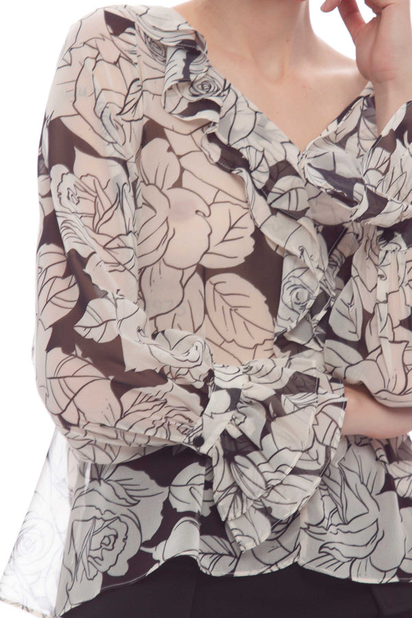 Elegant formal blouse with frill - Blouse DENISE