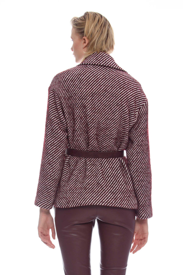Short cotton coat with belt - Coat FRANCESCA