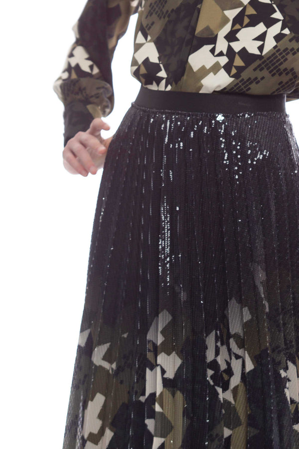 Mid-length patterned skirt in pleated sparkly fabric - Skirt NEYRR