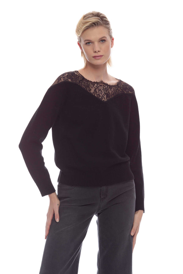 Long sleeve shirt with lace insert - Sweater  METHARR