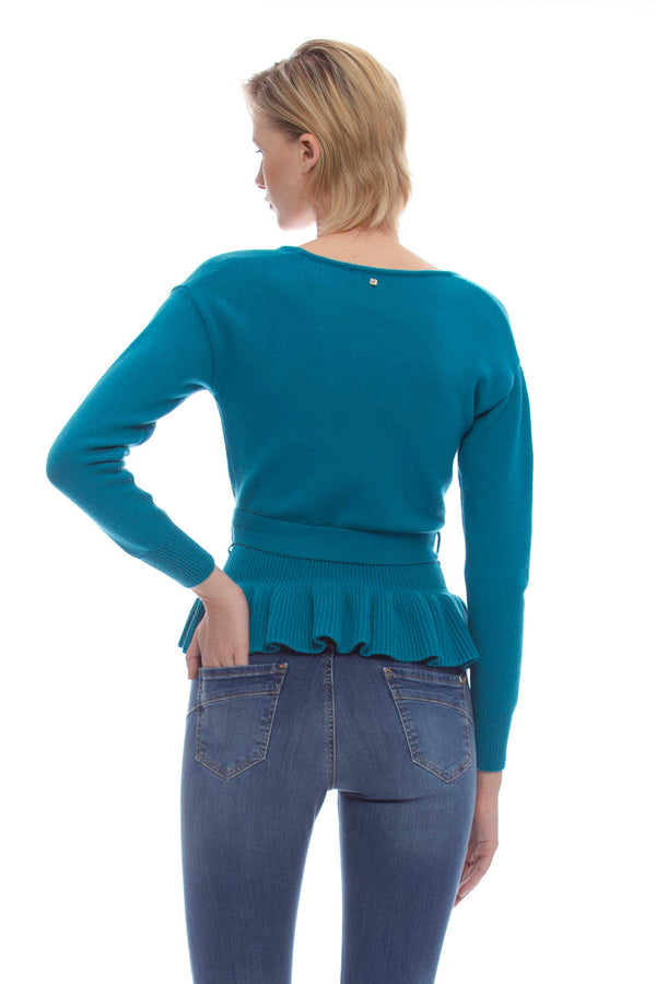Peplum Wrap sweater with belt - Sweater  LAEALLE