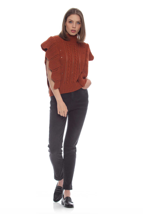 Knitted waistcoat with ruffle - Sweater Sm BALLYNN