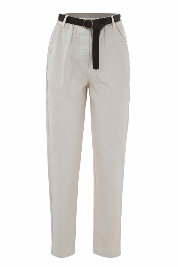Pantalon en coton stretch et ceinture assortie - Pantalon BALDAE