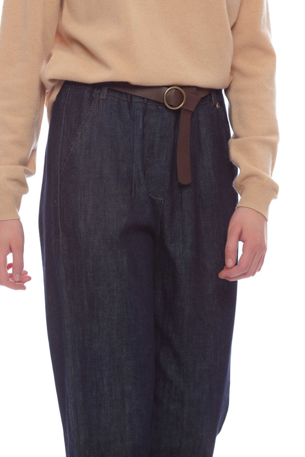 Jeans baggy con vita elasticizzata e cintura - Pantalone Denim BALDAE