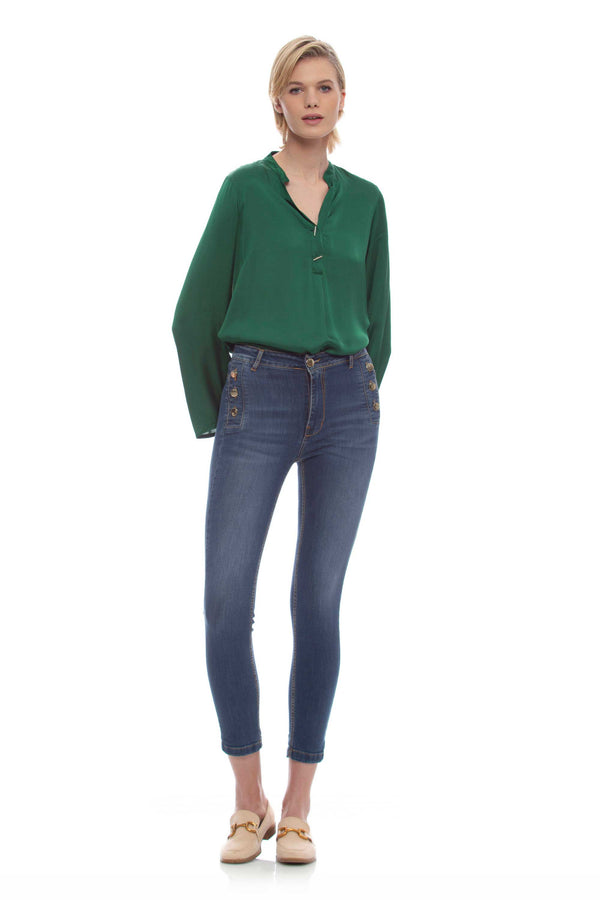 Skinny jeans with decorative buttons on the pockets - Jeans COJA