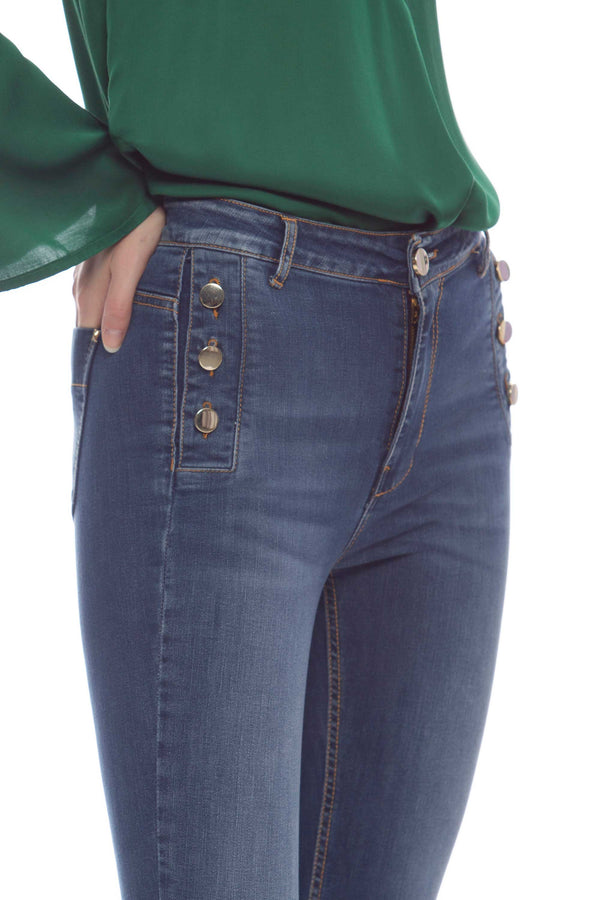 Skinny jeans with decorative buttons on the pockets - Jeans COJA