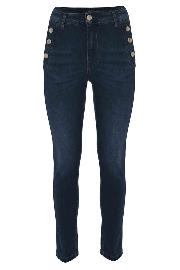Jeans skinny con bottoni decorativi sulle tasche - Pantalone Denim COJA