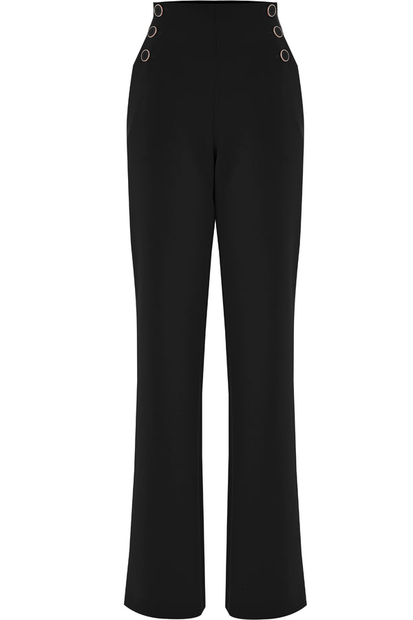 Elegant high-waisted trousers with buttons - Trousers FENETH