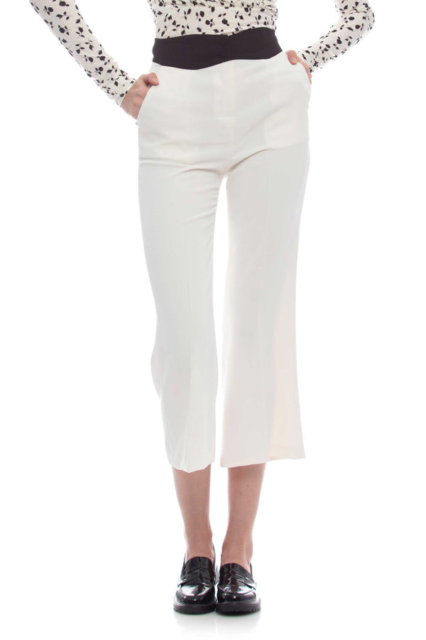 Straight trousers with contrasting yoke - Trousers CLIZIA