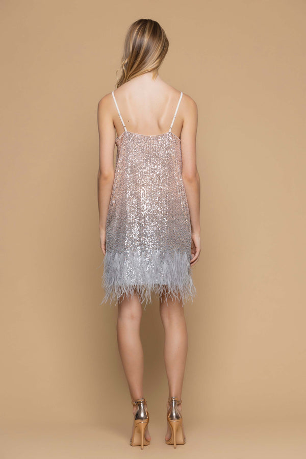 Mini dress with sequins and feathers - Dress WITNEY