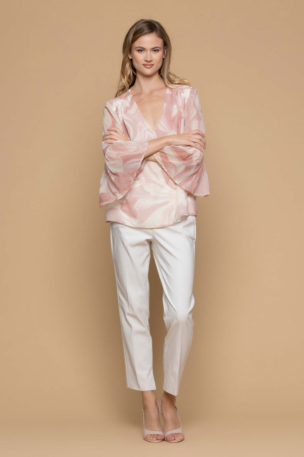 Elegante blusa con estampado abstracto - Blusa DIAMANTEA