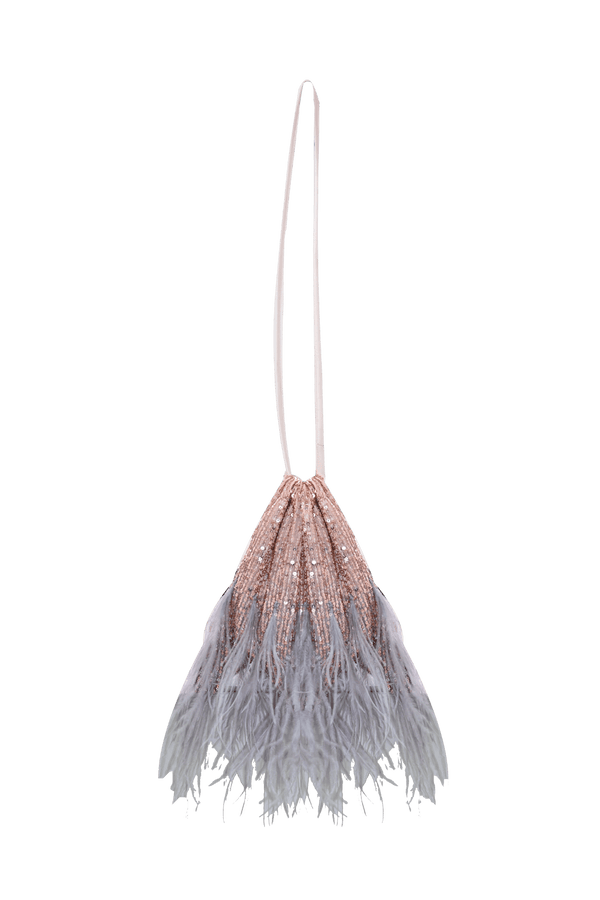 Bolso de lentejuelas tipo saco con plumas - Bolso SAKER