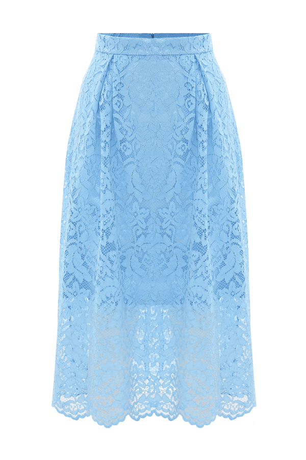 Falda midi floral de encaje bordado - Falda AMBRA