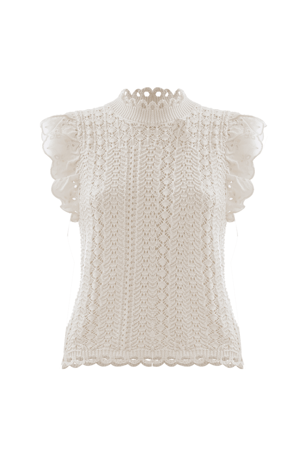 Pull à manches courtes en broderie anglaise - Pull MICHAEL