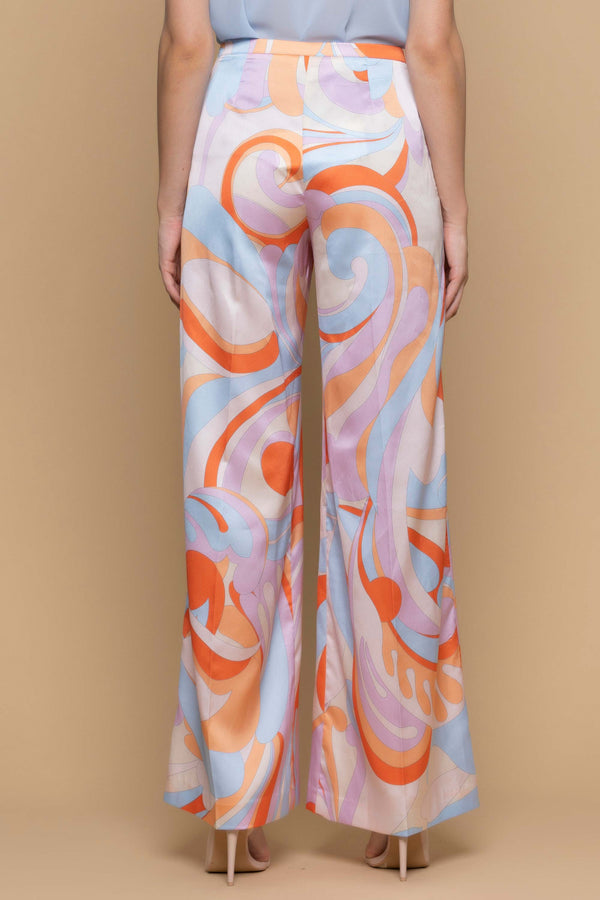 Wide-leg trousers with a multicoloured pattern - Trousers CELESTINE