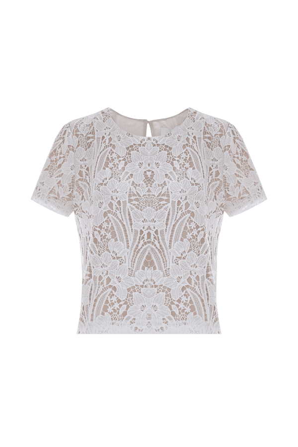 Cropped blouse with rebrodé lace - T-shirt MARTY