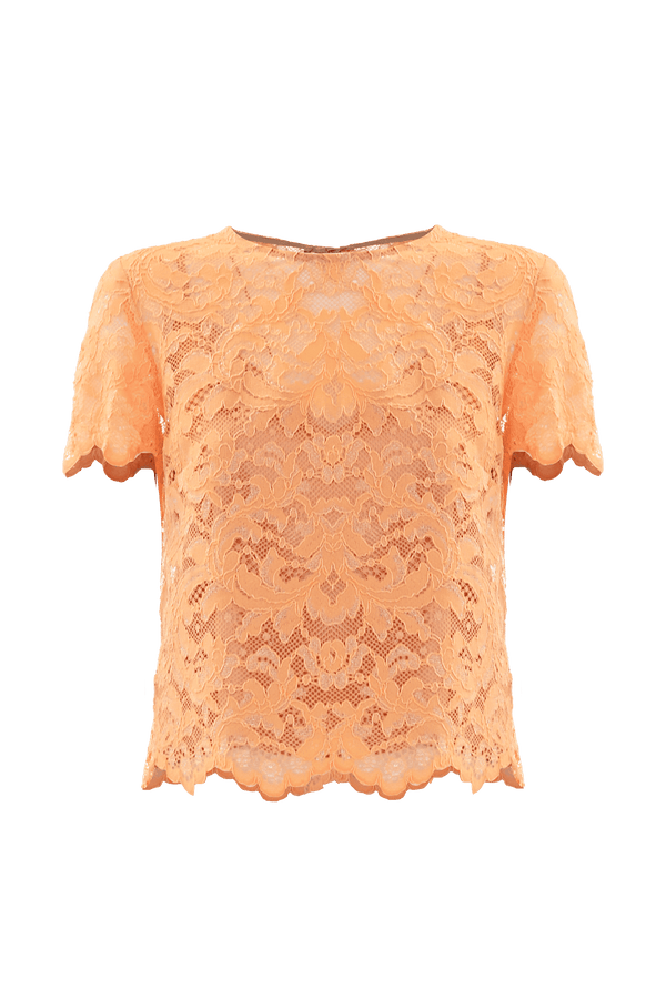 Rebrodé lace T-shirt with ties - T-shirt FLOR