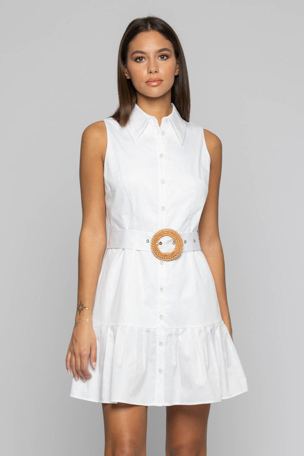 Belted dress with a flounce at the hem - Dress LOEREN