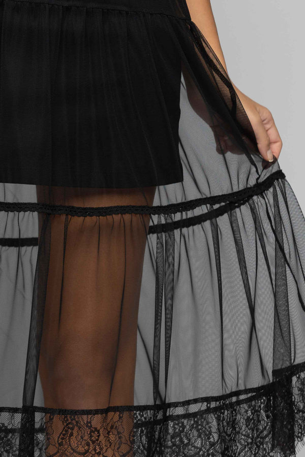 Layered-effect dress with a sash at the waist - Dress DRULLAR