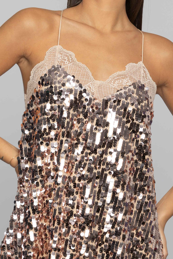 Mini dress with sequins and lace - Dress BUONINO