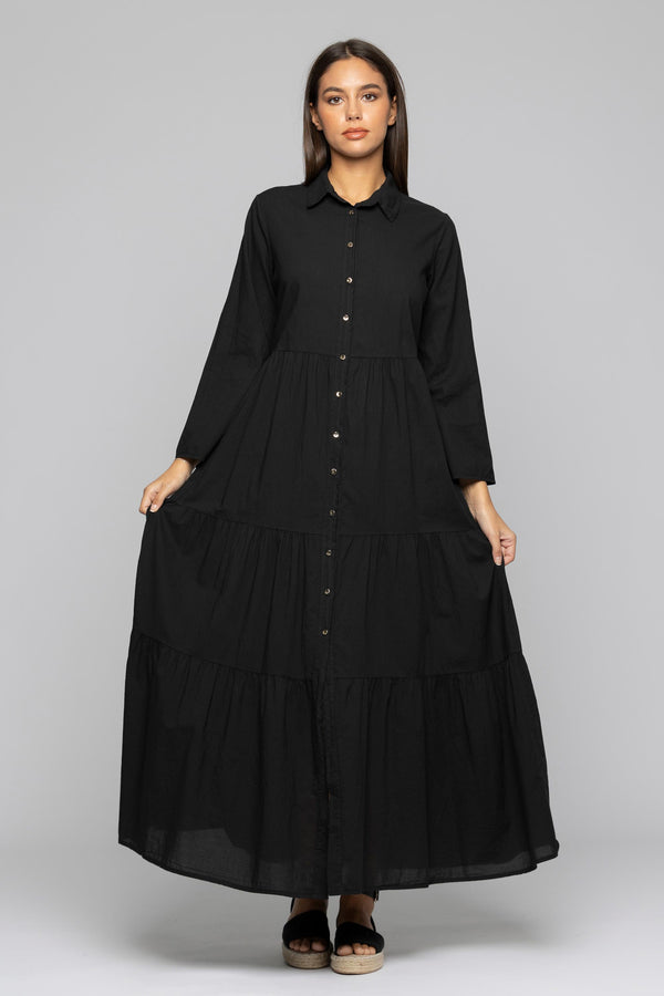 Flounced cotton shirt dress - Dress DEVIN