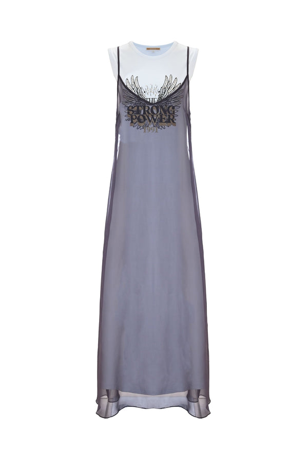 Long printed layered dress - Dress DAPHNE