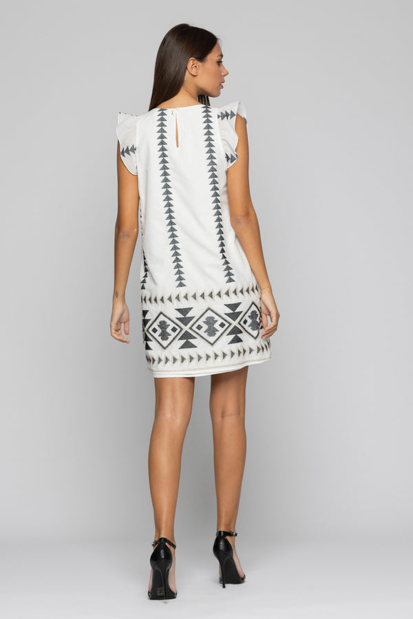 Geometric print cotton mini dress - Dress BETTINA