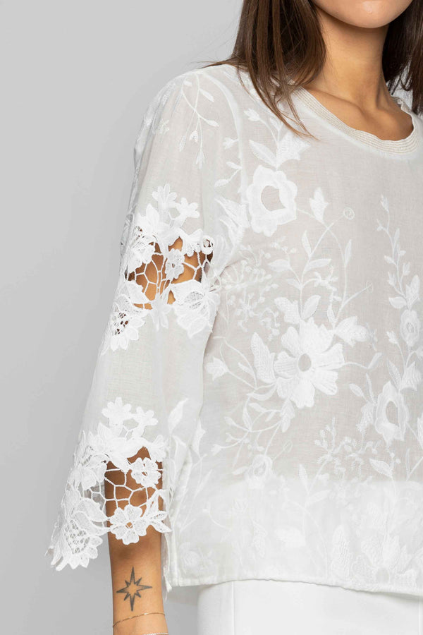 Blusa efecto de doble capa con estampado floral - Blusa CALIEN