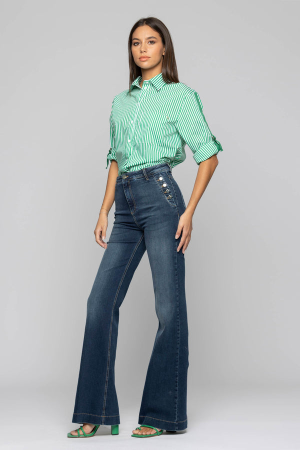 Cotton shirt with rolled sleeves - Shirt STEFY