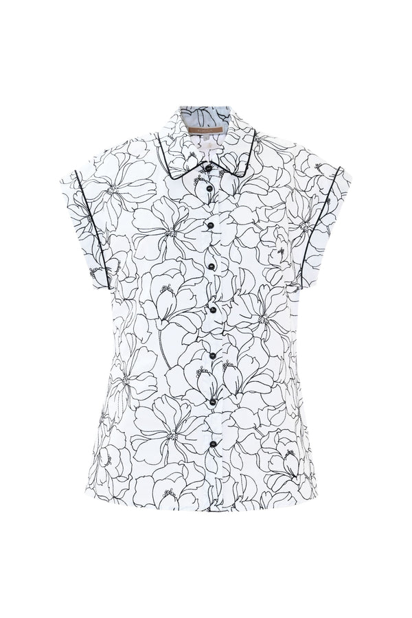 Blusa di cotone con fantasia floreale - Camicia NATAN
