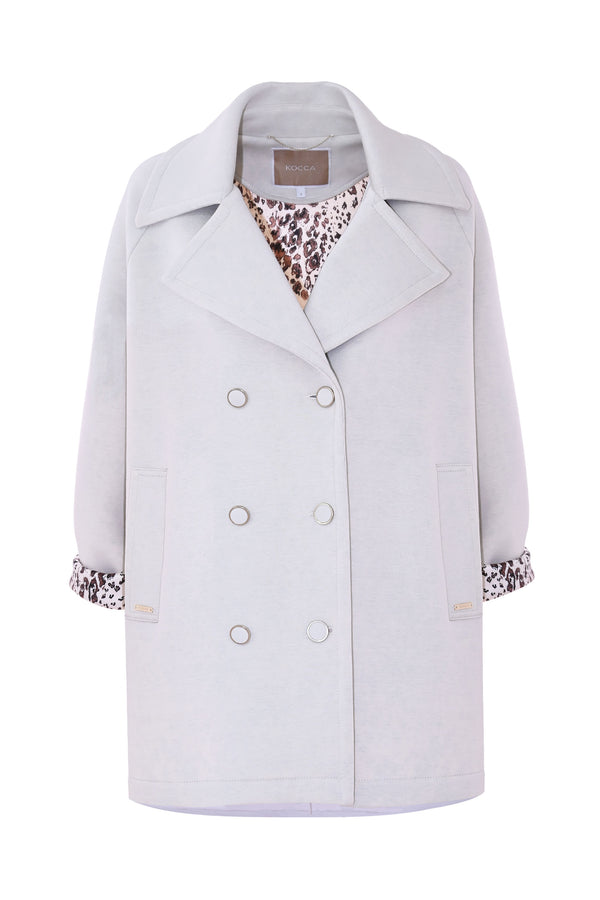 Double-breasted coat with animal print lining - Coat OLAO