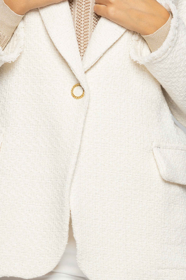Jacket with pockets and a jewelled button - Jacket ISABEL