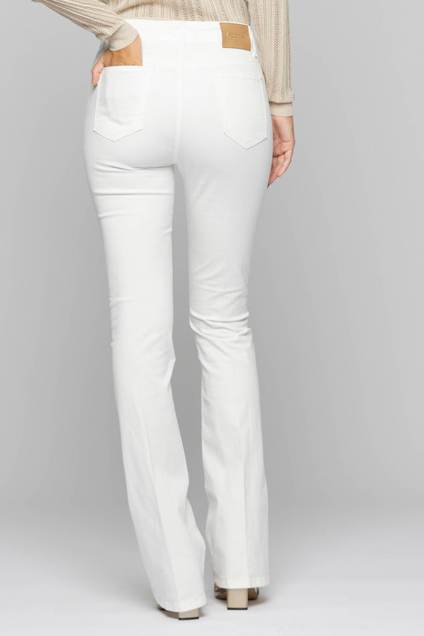 Pantaloni dritti elasticizzati con dettagli metallici - Pantalone Color NICOLAS