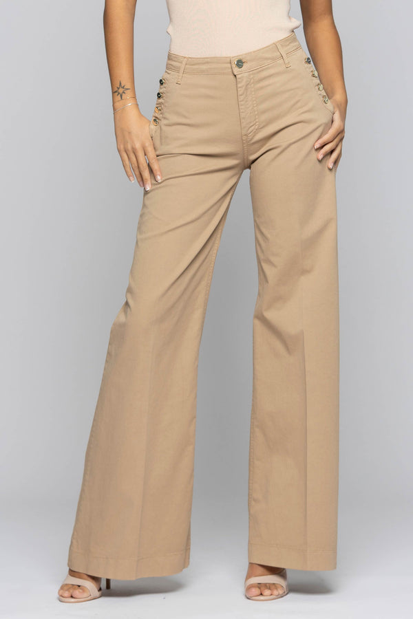 Wide-leg trousers with decorative buttons on the pockets - Trousers ROONEY