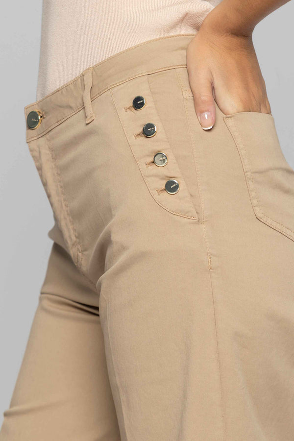 Pantaloni wide leg con bottoni decorativi sulle tasche - Pantalone Color ROONEY