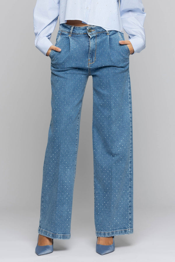 Jeans con pinces e fantasia a pois - Pantalone Denim ALEX
