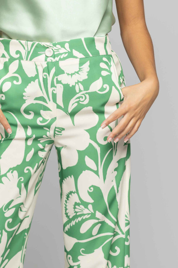 Floral flared trousers - Trousers YANETTE