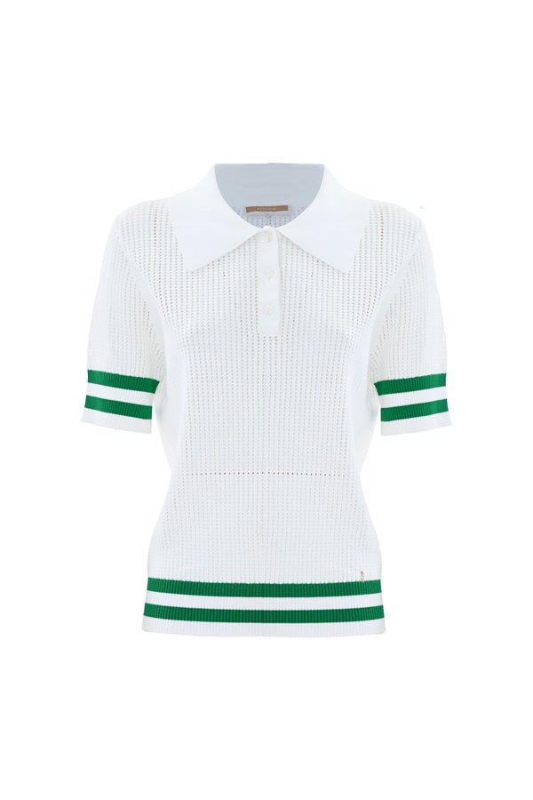 Openwork polo-style T-shirt with contrasting stripes - T-shirt ARARINI