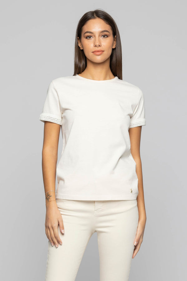 Camiseta de algodón con bordado en las mangas - Camiseta LOIS