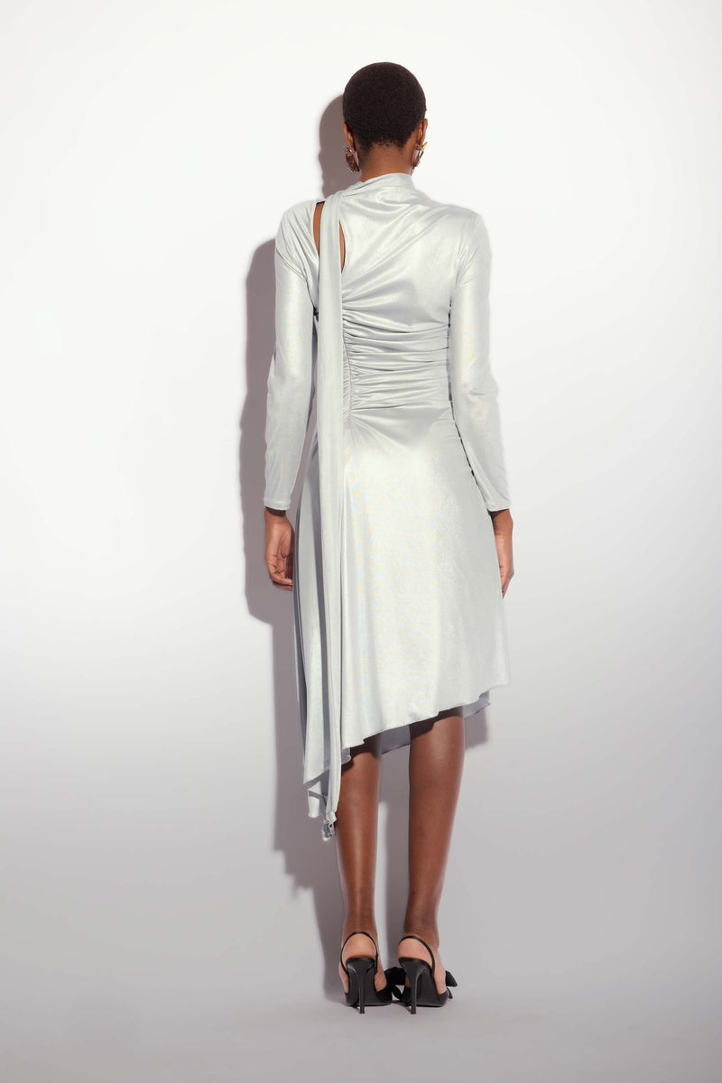 Asymmetrical dress with gathering on the side - Dress BRANDYR